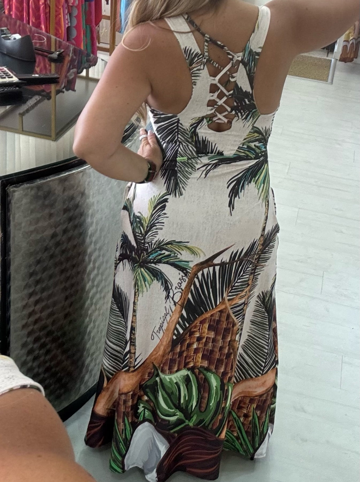 Vestido Longo Tropical Areia