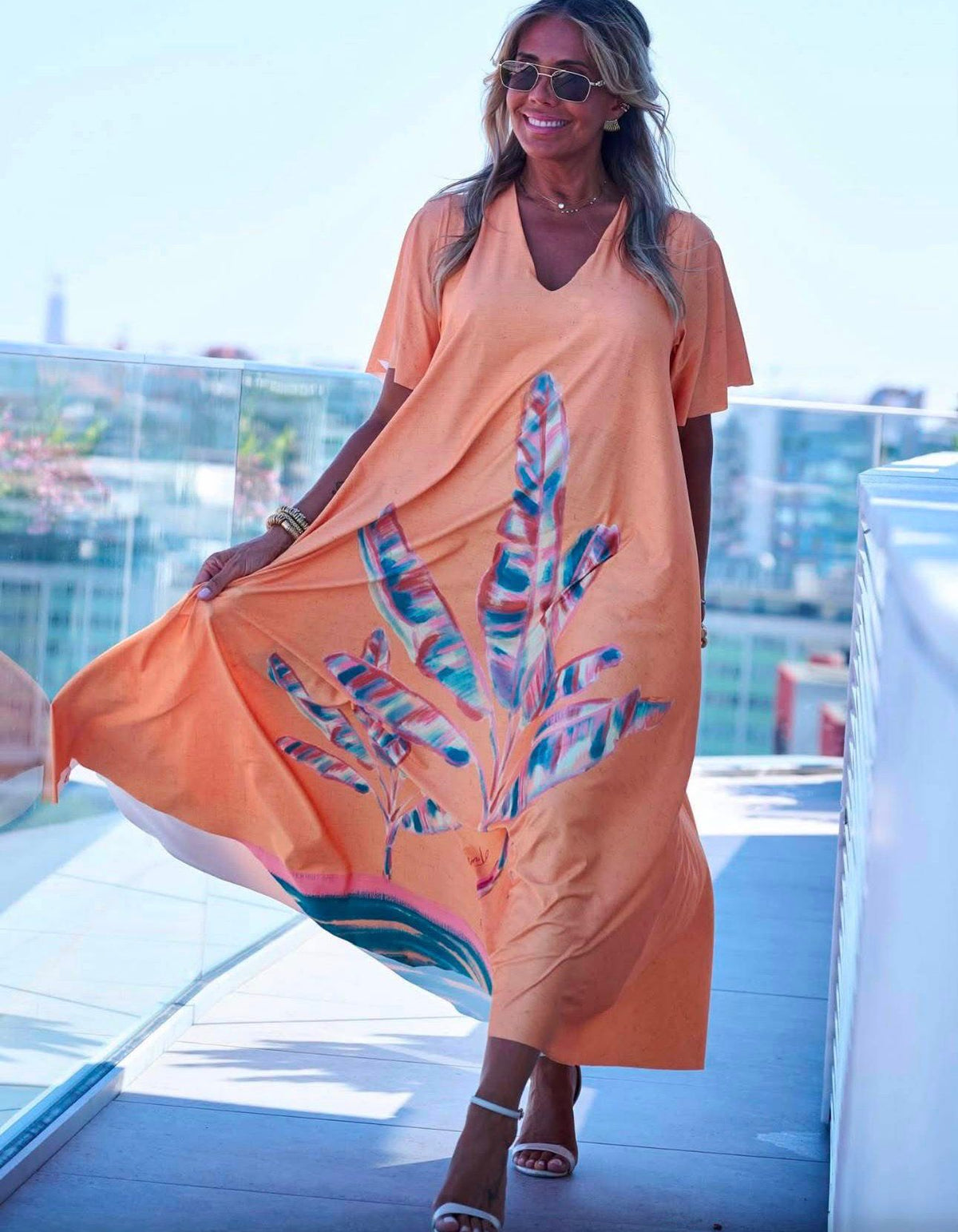 Vestido verde pastel longo Tropical Brasil