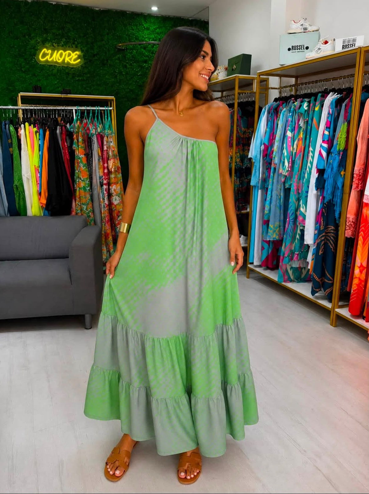 Vestido Verde com Cinza MYSTYLE
