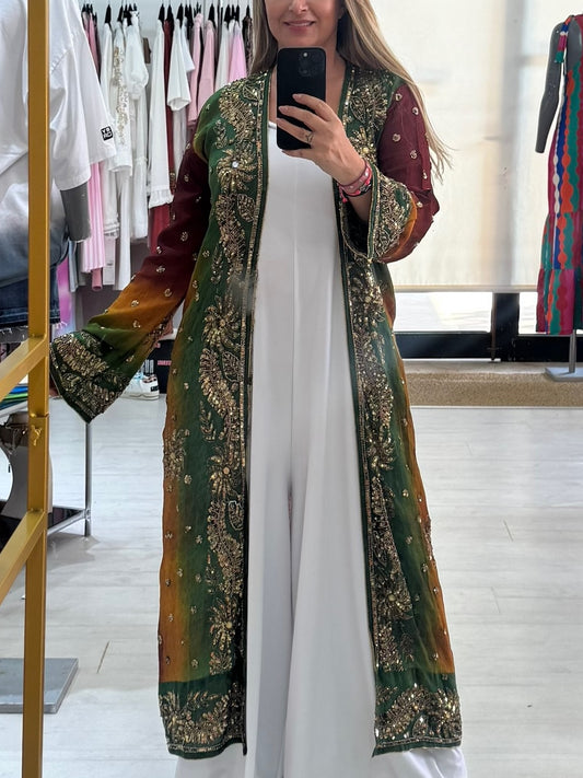 Kimono Bordado Esmeralda e Dourado