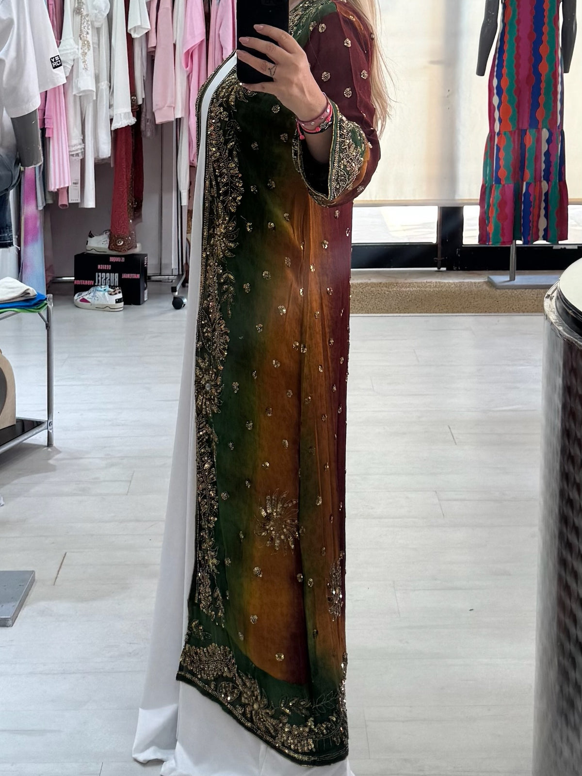 Kimono Bordado Esmeralda e Dourado