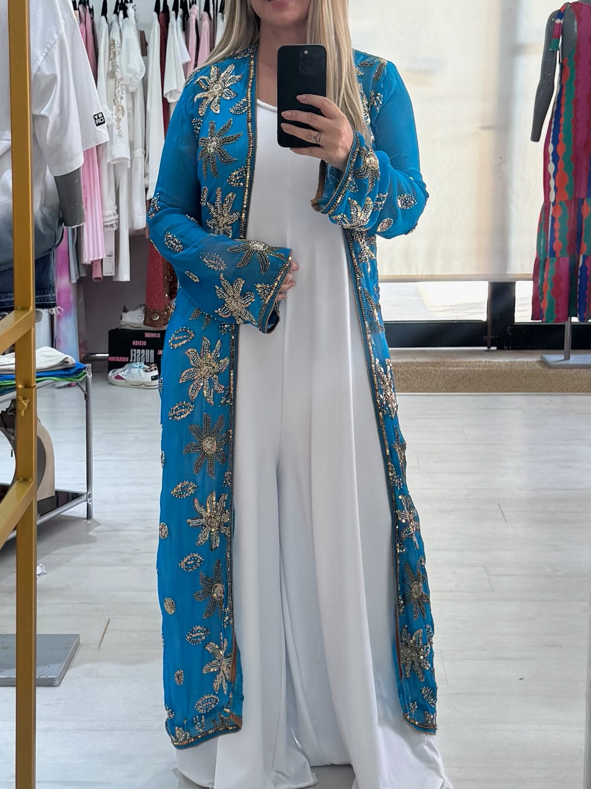 Kimono Bordado Azul