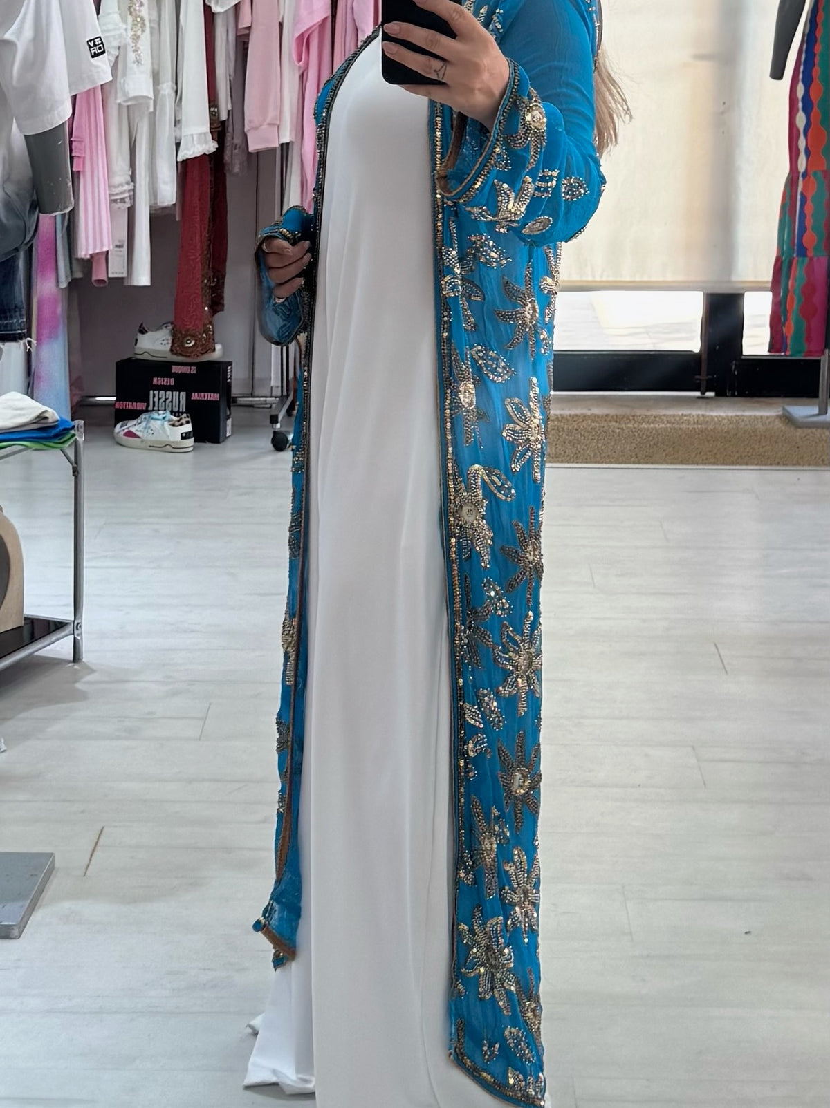 Kimono Bordado Azul