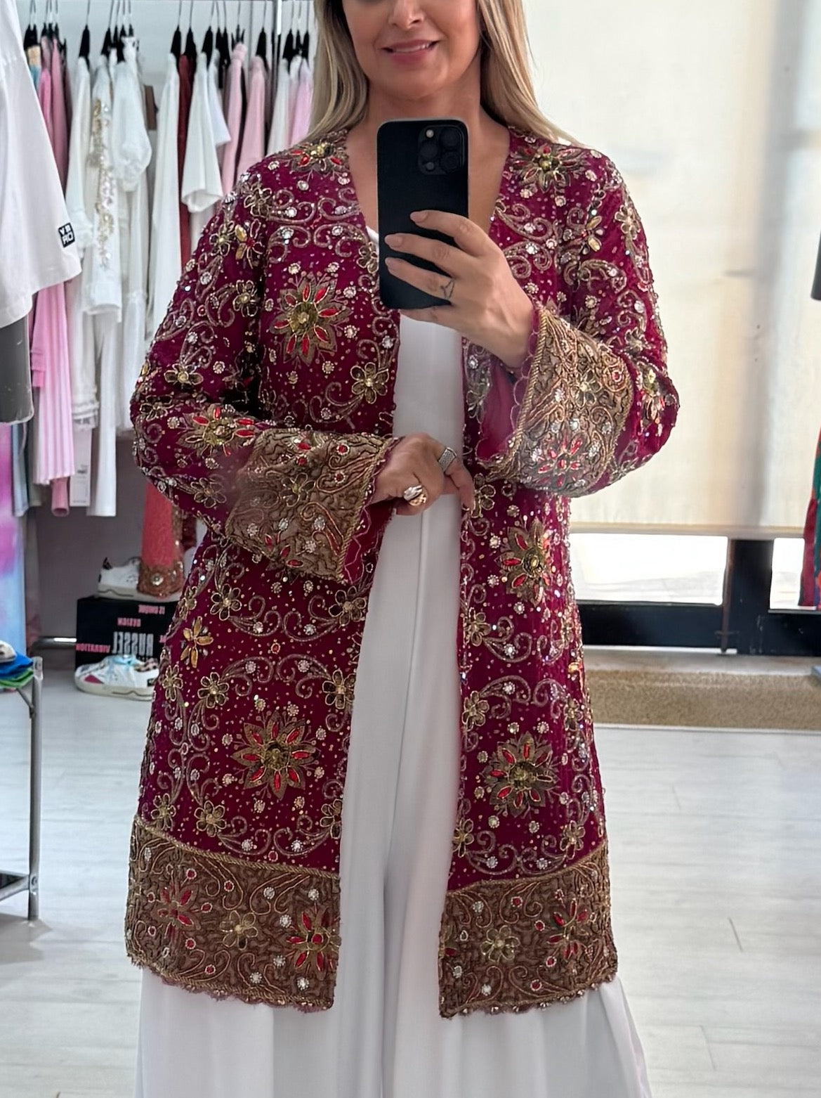 Kimono Bordado Bordeaux