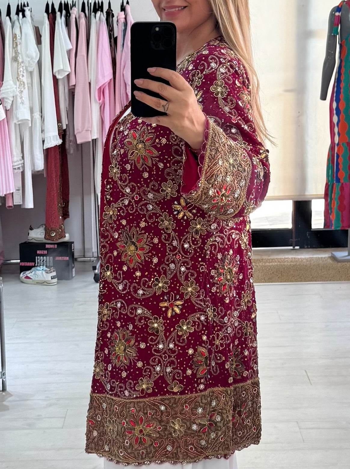 Kimono Bordado Bordeaux