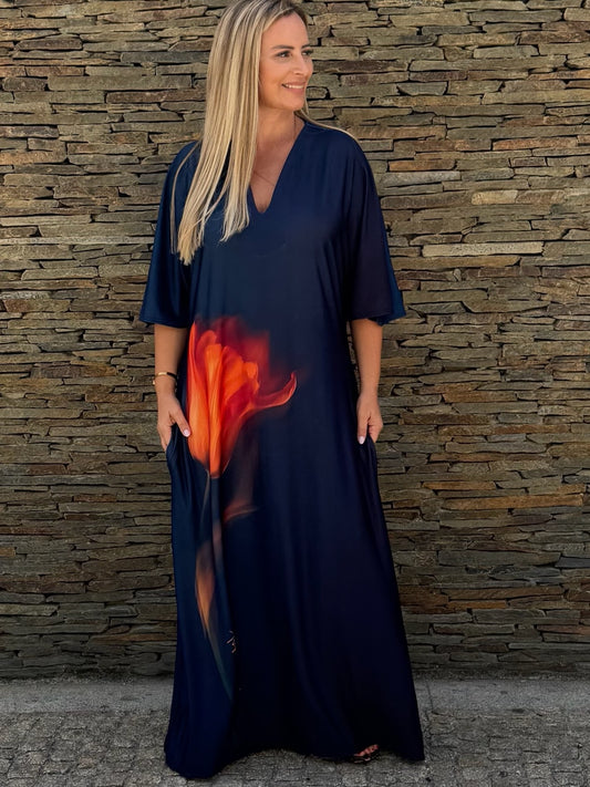 Vestido Longo Tulipa Marinho