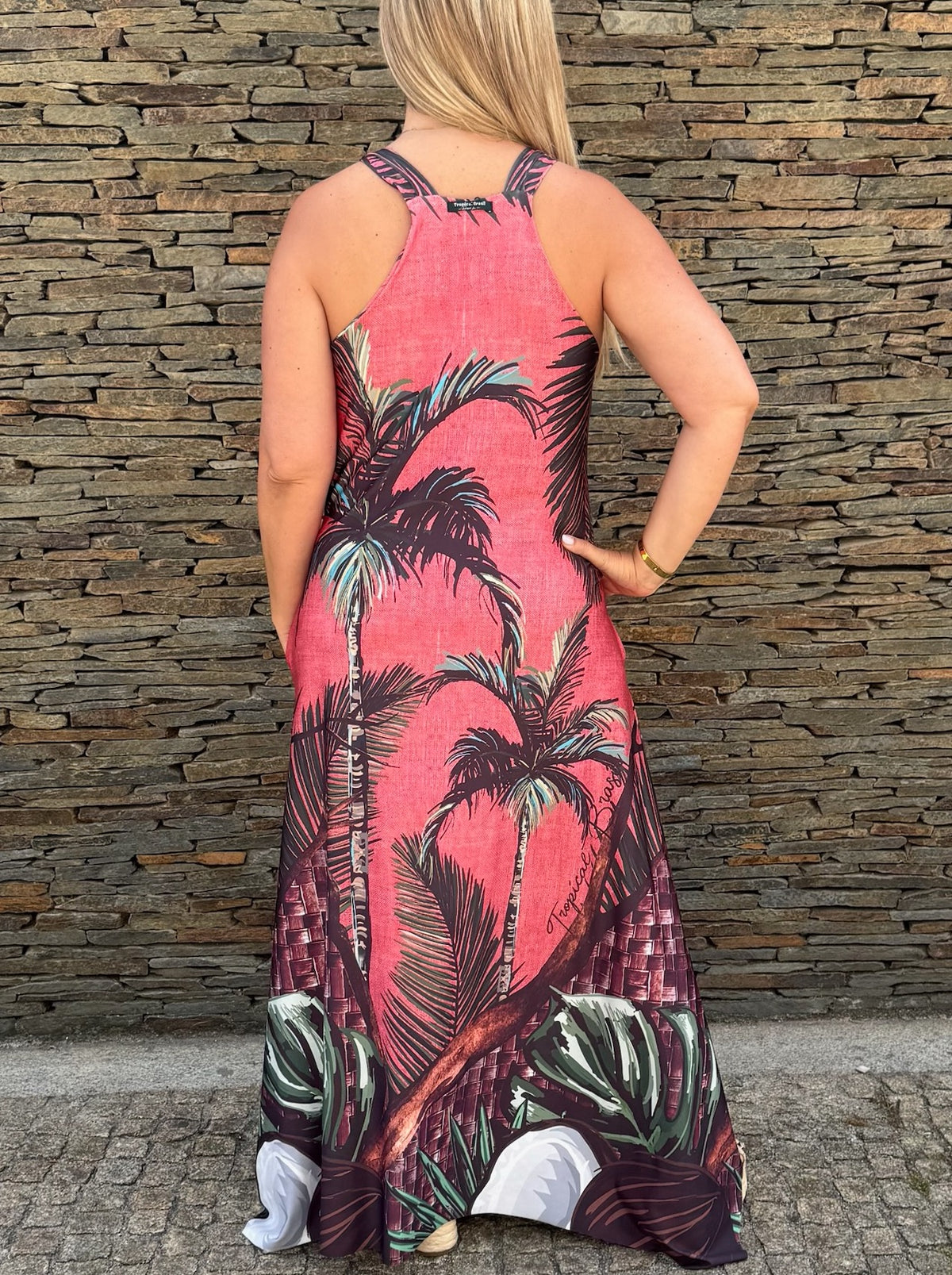 Vestido Longo Tropical Rosa