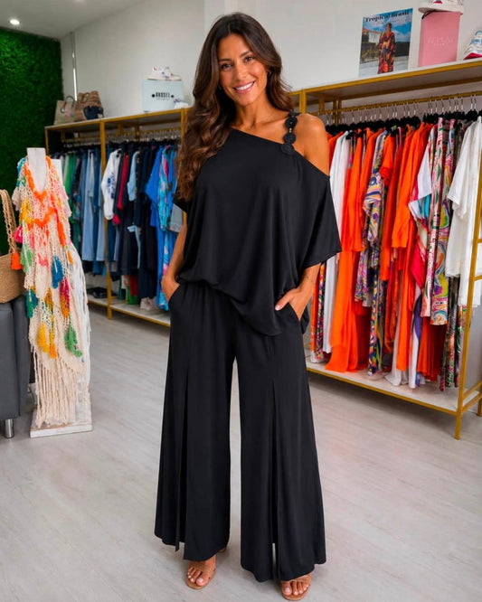Calças Pretas com abertura na frente MYSTYLE