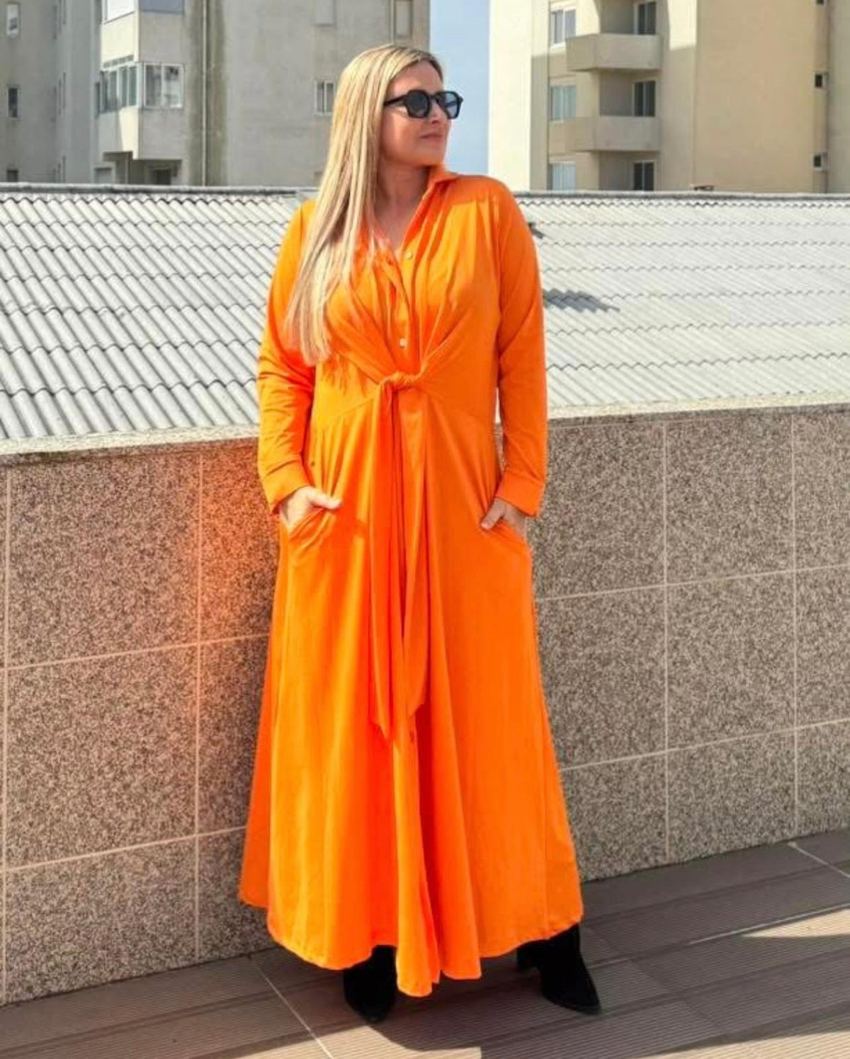 Vestido Laranja com tiras Stella Fit