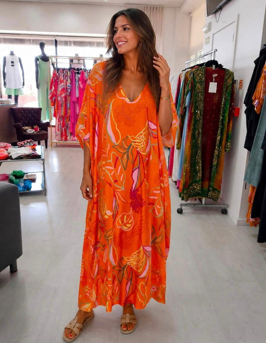 Vestido Laranja Tropical Brasil