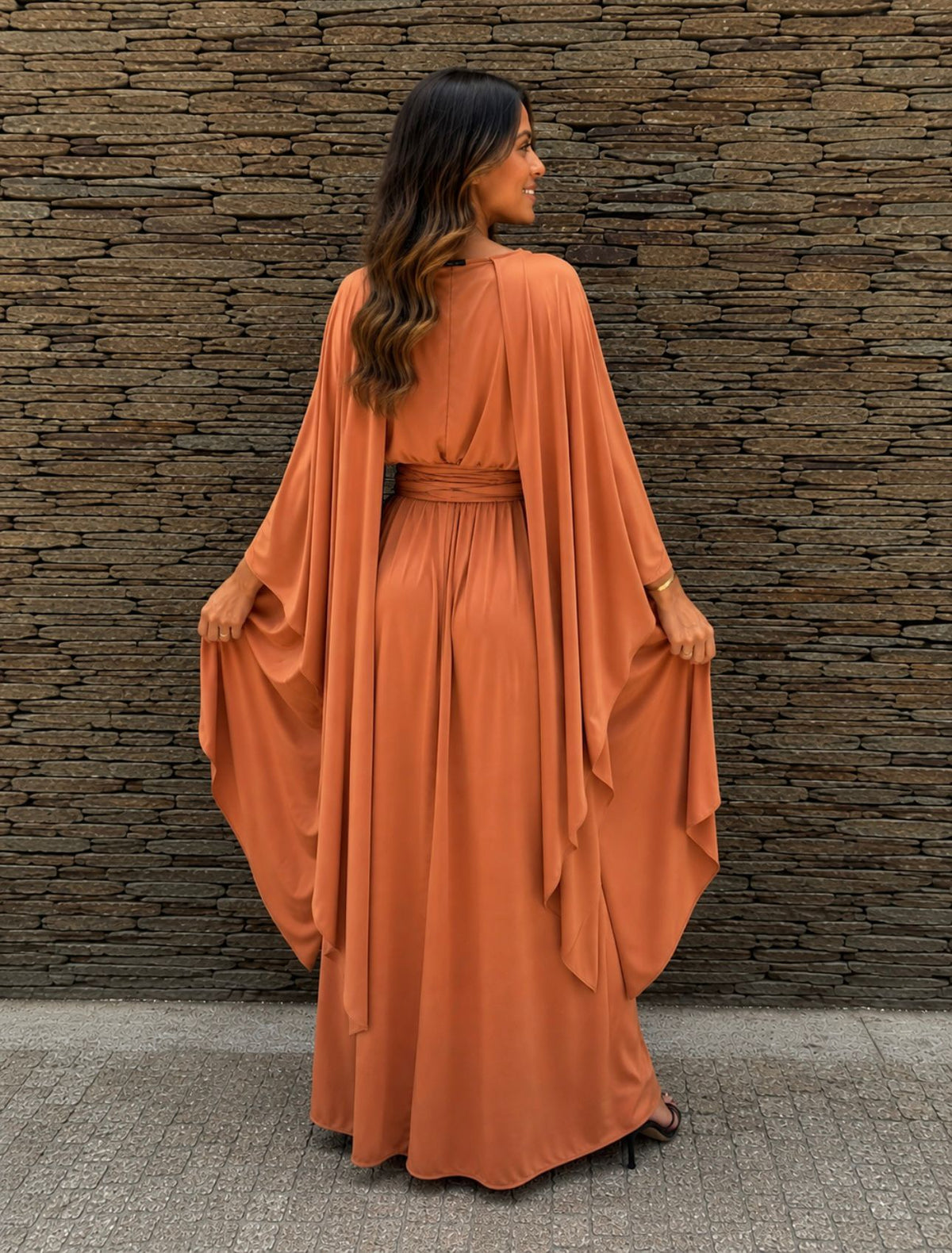 Vestido Kaftan Cobre